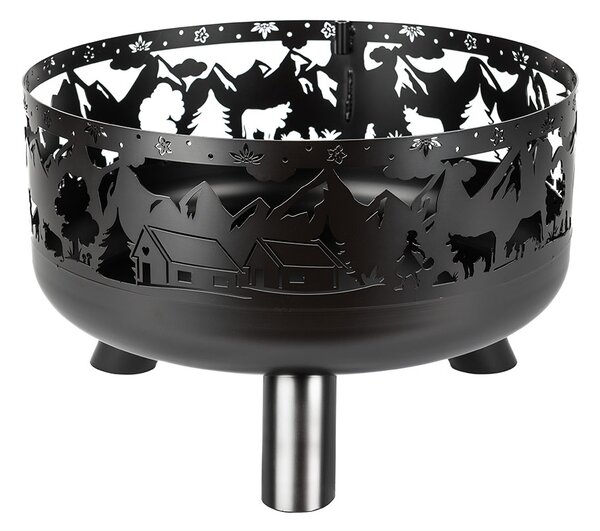 Braciere da Esterno Ø60x39 cm Soffio in Acciaio Nero Alta Temperatura
