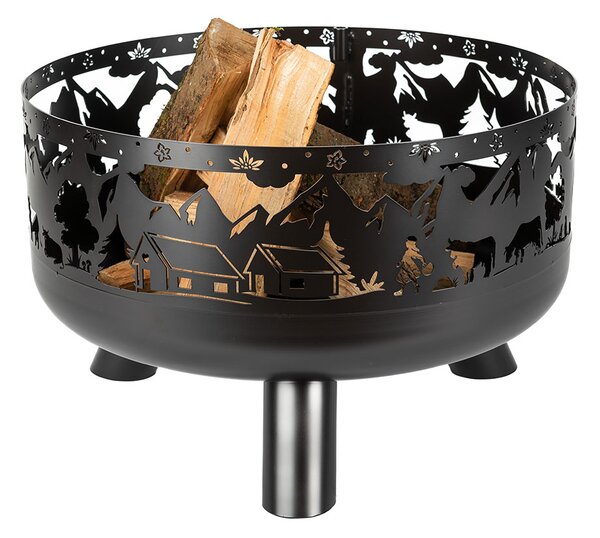 Braciere da Esterno Ø60x39 cm Soffio in Acciaio Nero Alta Temperatura