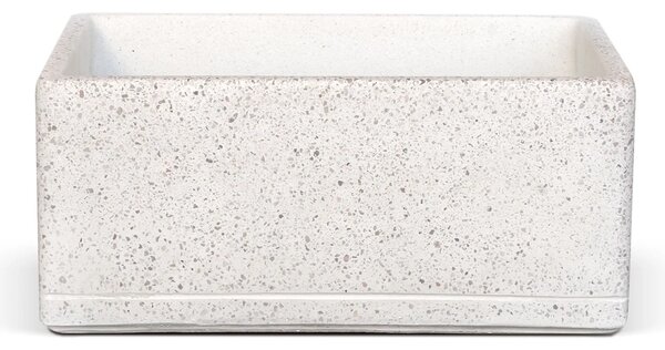 Lavello da Giardino Senza Rubinetto 45x30x20 cm in Cemento e Granulati di Marmo Rodi-TZ Bianco Terrazzo