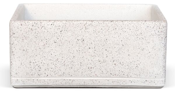 Lavello da Giardino Senza Rubinetto 45x30x20 cm in Cemento e Granulati di Marmo Rodi-TZ Bianco Terrazzo