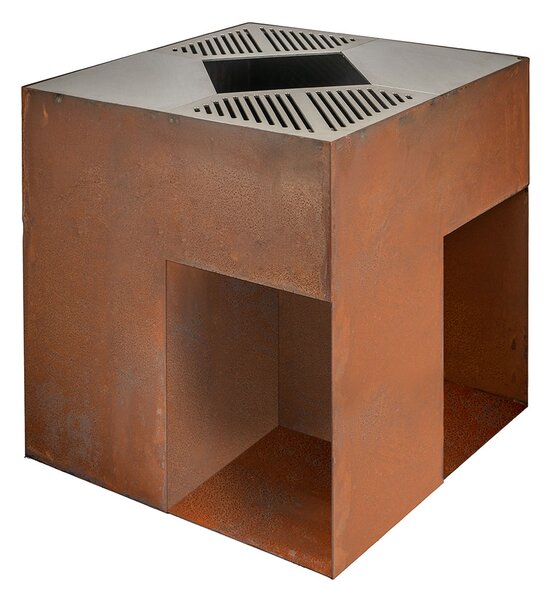 Barbecue a Legna 75x75x75 cm Giglio in Acciaio Effetto Ruggine