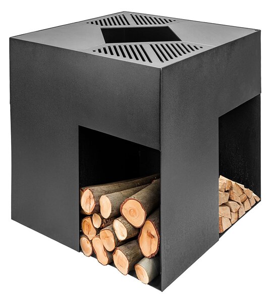 Barbecue a Legna 75x75x75 cm Giglio in Acciaio Nero Alta Temperatura