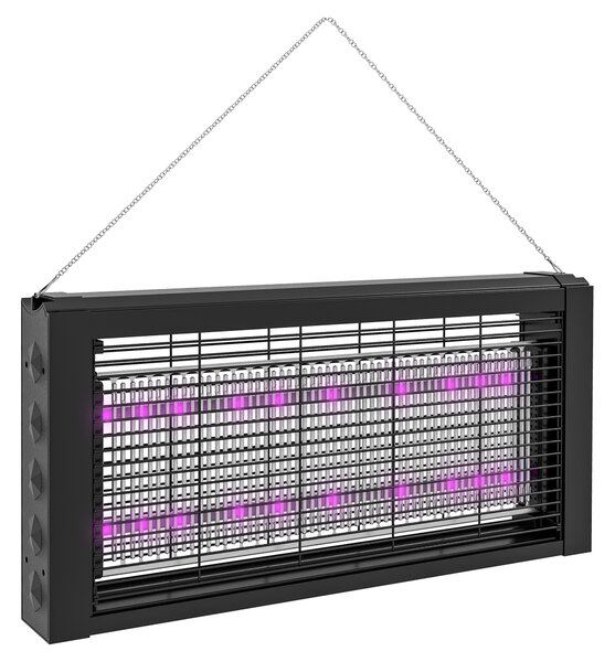 Lampada Zanzariera Elettrica 8W per Interno 49x6x25 cm con Catenella e Rete di Protezione Nero
