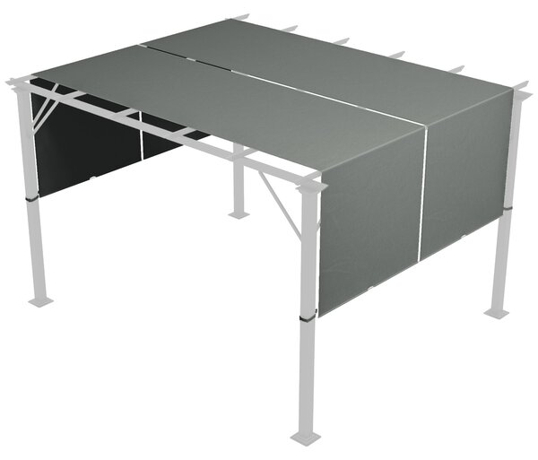 Copertura per Gazebo Pergola 488x122 cm con Tasche e Cinghie in Poliestere Grigio Carbone
