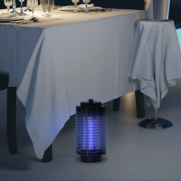 Zanzariera Elettrica 3W con Luce UV per Interno ed Esterno Nero