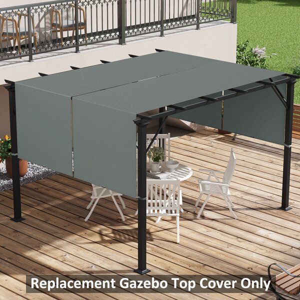 Copertura per Gazebo Pergola 488x122 cm con Tasche e Cinghie in Poliestere Grigio Carbone
