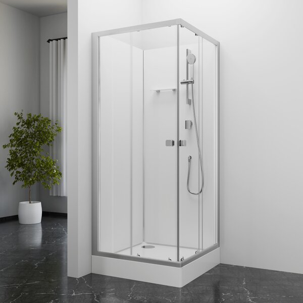Cabina doccia 85x85 MARWELL doccia completa Fresh Shower Square - 85x85x205cm - doccia completa con accesso angolare - con porte scorrevoli - profili in alluminio di alta qualità