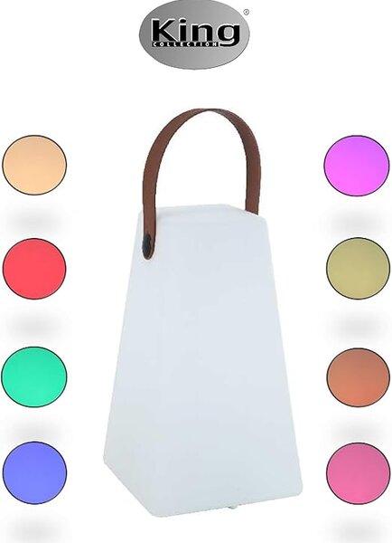 Lampada a Led Lanterna Quadra Ricaricabile con Manico 8 Colori in Plastica