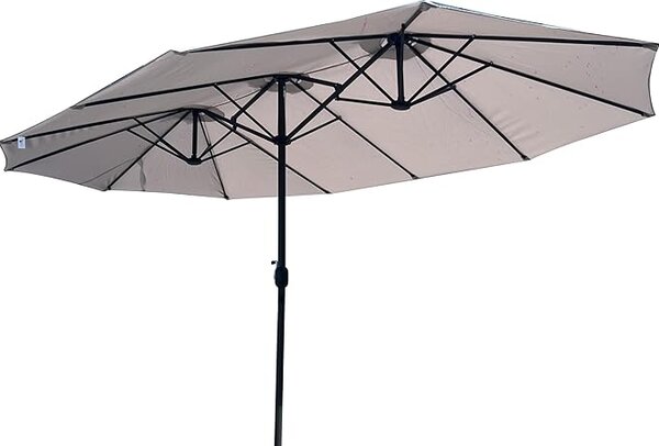 Ombrellone da Giardino 450x270A cm Trio in Acciaio e Poliestere Grigio