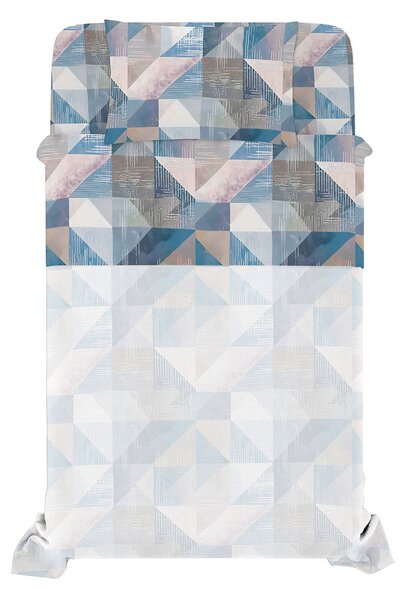 Set Lenzuola Singolo con Stampa Sopra Sotto e Federa Linea River Sepik Blue