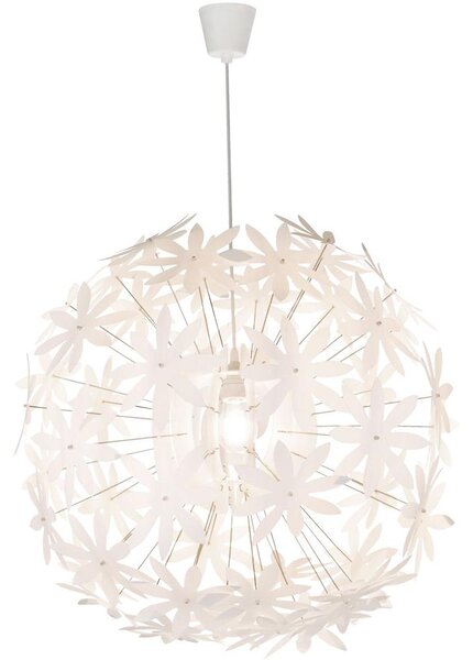Lampada a sospensione, design floreale, bianco, 60 cm