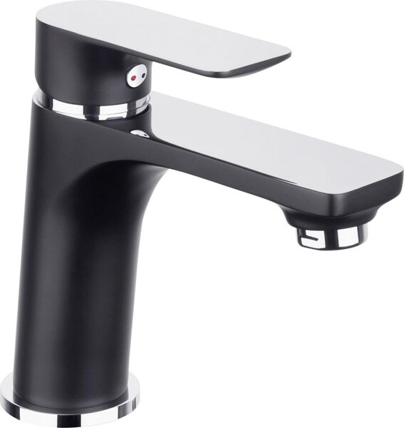 Miscelatore per lavabo Cornat, modello Noir, rotondo, nero/cromato