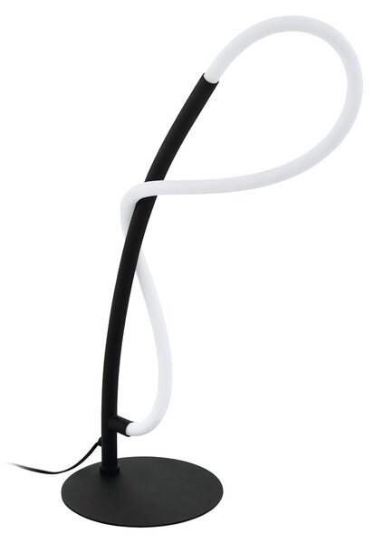 EGLO Lampada da tavolo a LED Egidonella, lampada da tavolo a 1 fiamma, lampada da comodino in acciaio e plastica, lampada da soggiorno in nero, bianco, con interruttore