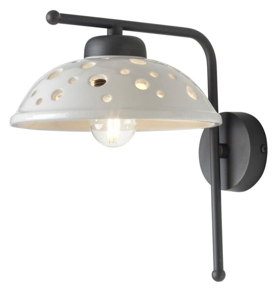 2255 LAMPADA DA PARETE IN TERRACOTTA BIANCA LUCIDA TRAFORATA CON BASE NERA MODERNA MADE IN ITALY