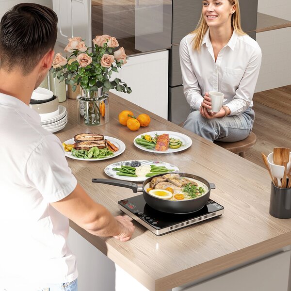 Piastra a Induzione 31x27x4,2 cm Potenza e Temperatura Regolabile con Pannello Touch in Plastica e Vetro Nero
