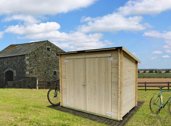 Casetta Box da Giardino Addossata 218x130x146-167A cm Bh16 Eureka in Legno di Abete PEFC