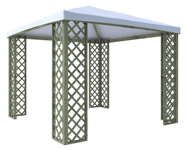 Gazebo da Giardino 300x300 cm Copertura in Telo PVC Fox JT40 Pocket in Legno Verde e Bianco