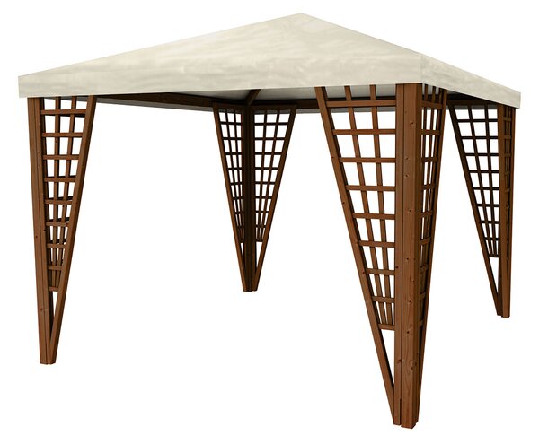 Gazebo da Giardino 292x292x270 cm Jocker Pocket in Legno di Pino Noce e Bianco