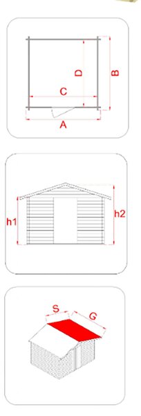 Casetta Box da Giardino 146x146x170-194A cm Bh16 Cervia in Legno di Abete PEFC