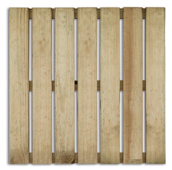 Mattonella per Pavimenti da Esterno 50x50x2,8 cm 7 Listelli Zigrinati in Legno di Pino Impregnato PEFC