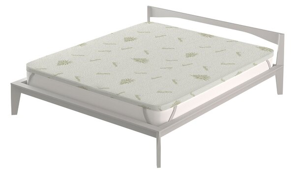 Topper Matrimoniale 160x190 cm Memory Sfoderabile Fodera Aloe con Elastici in Poliestere Bianco