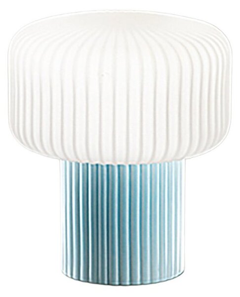 Abat-jour moderna perenz otty 8508 c g9 led ceramica azzurra vetro bianco plissettato - Perenz