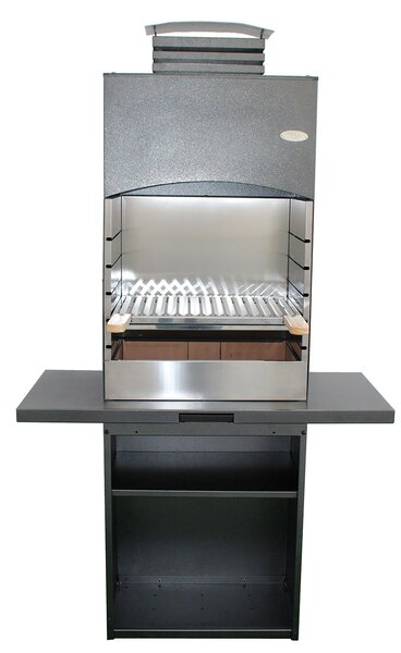Barbecue a Legna e Carbone 110x47,5x190,1 cm Design a Colonna in Acciaio Tolosa Nero