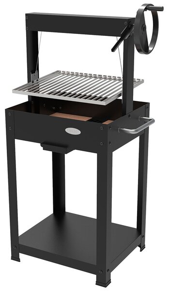 Barbecue a Legna e Carbone 55x46x121 cm BBQ Argentino in Acciaio Duramax Nero