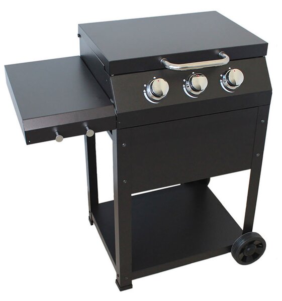 Barbecue a Gas 96x58x100 cm 3 Fuochi in Acciaio Miramar Nero