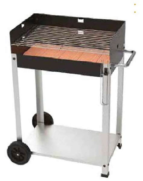 Barbecue a Legna e Carbone 56,7x36x83 cm con Mattone Refrattario in Acciaio Villalba Nero e Grigio