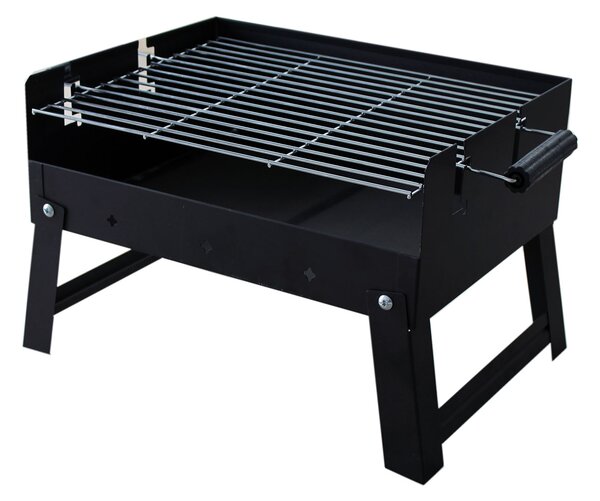Barbecue a Carbone 50,5x34,5x31,5 cm Pieghevole in Acciaio Adventure Nero