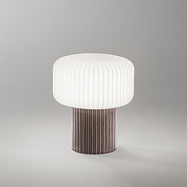 Abat-jour moderna perenz otty 8508 e g9 led ceramica marrone vetro bianco plissettato - Perenz