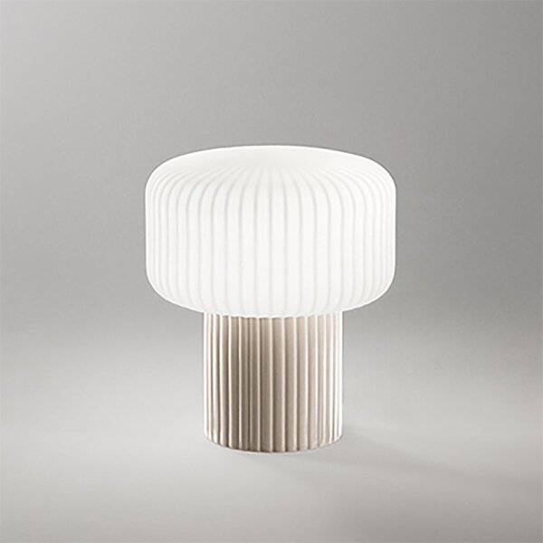 Abat-jour moderna perenz otty 8508 gr g9 led ceramica grigia vetro bianco plissettato - Perenz