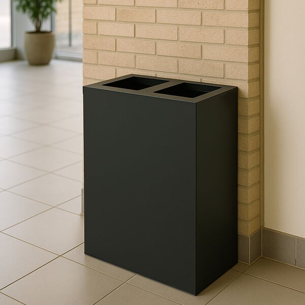 Pattumiera per Raccolta Differenziata 2 Scomparti Capacità 120 lt 60x30x80 cm in Acciaio Antracite