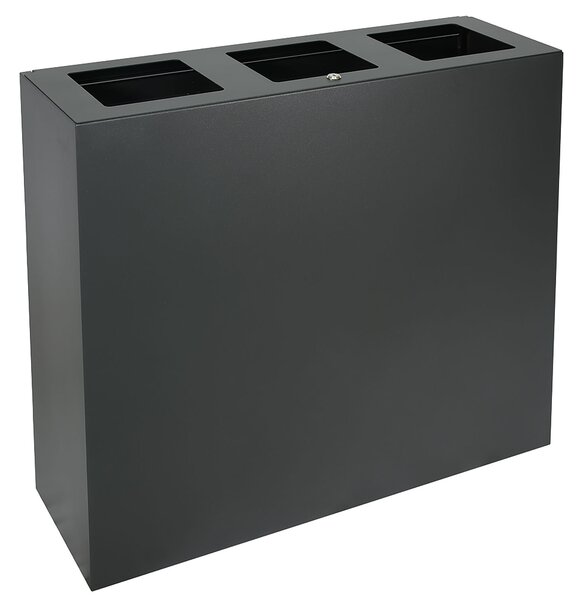 Pattumiera per Raccolta Differenziata 3 Scomparti Capacità 180 lt 90x30x80 cm in Acciaio Antracite