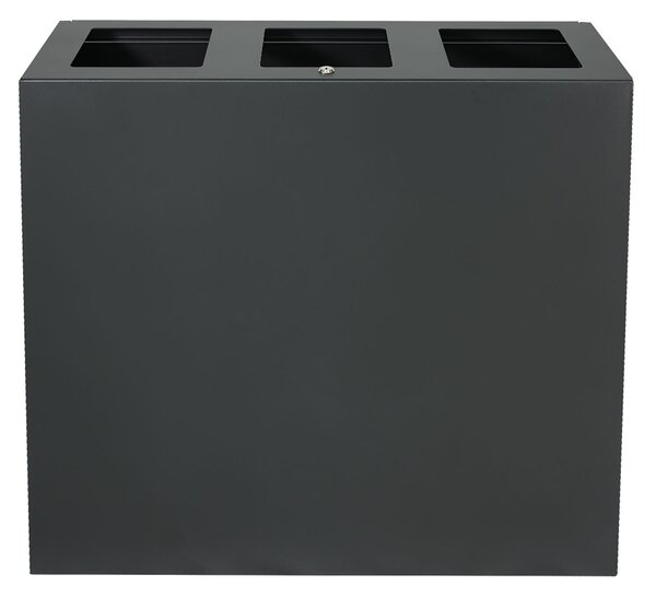 Pattumiera per Raccolta Differenziata 3 Scomparti Capacità 180 lt 90x30x80 cm in Acciaio Antracite