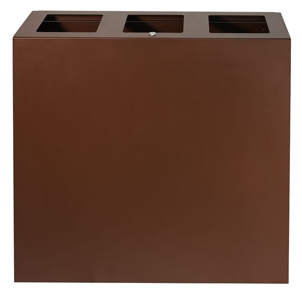 Pattumiera per Raccolta Differenziata 3 Scomparti Capacità 180 lt 90x30x80 cm in Acciaio Corten