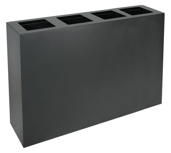 Pattumiera per Raccolta Differenziata 4 Scomparti Capacità 240 lt 120x30x80 cm in Acciaio Antracite