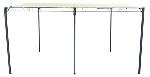 Gazebo da Giardino Pergola con 5 Pali 400x300x240 cm in Acciaio e Poliestere Beige e Nero