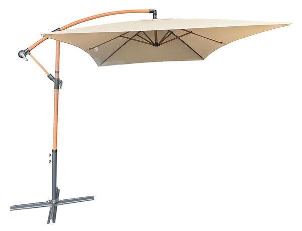 Ombrellone da Giardino Rettangolare con Base 300x200x250 cm in Acciaio e Poliestere Beige