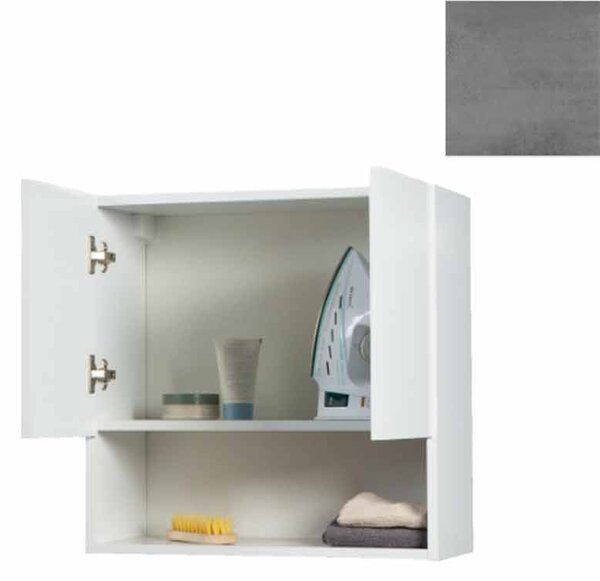 Pensile Bagno Lavanderia con 2 Ante e Vano a Giorno 57,5x27x58 cm in Nobilitato Grigio Cemento