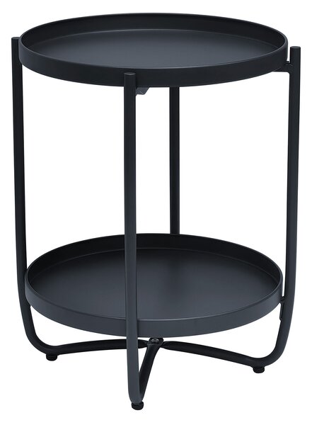 Tavolino da Giardino 2 Ripiani Ø43x52 cm in Ferro Nero