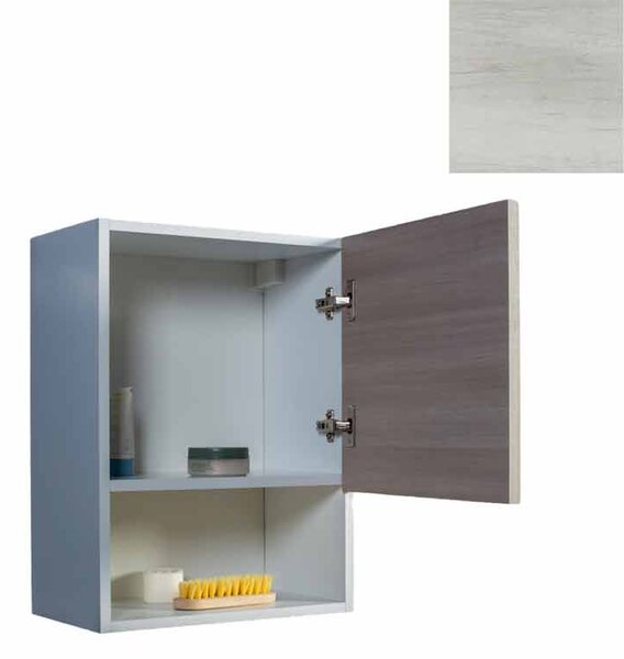 Pensile Bagno Lavanderia con 1 Anta e Vano a Giorno 43x27x58 cm in Nobilitato Olmo Bianco