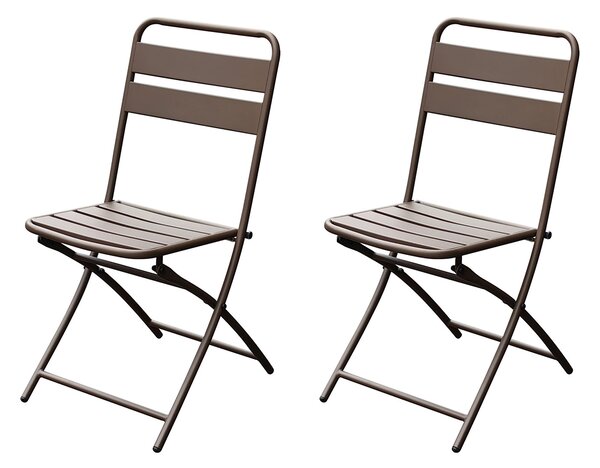 Set 2 Sedie Pieghevoli da Giardino 44x54x85 cm in Ferro Bronzo