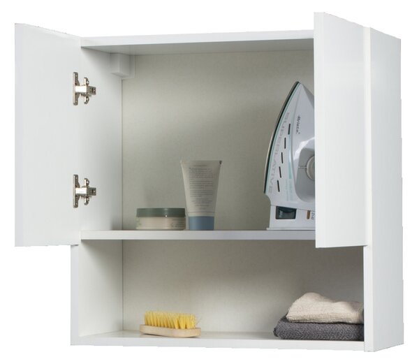 Pensile Bagno Lavanderia con 2 Ante e Vano a Giorno 57,5x27x58 cm in Nobilitato Grigio Cemento