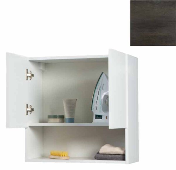Pensile Bagno Lavanderia con 2 Ante e Vano a Giorno 57,5x27x58 cm in Nobilitato Olmo Scuro