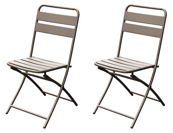 Set 2 Sedie Pieghevoli da Giardino 44x54x85 cm in Ferro Champagne