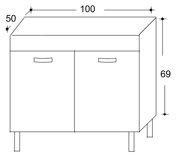 Mobile Sottolavello da Cucina 100x50x69 cm con 2 Ante in Nobilitato Teak