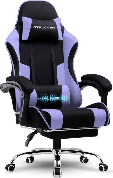 Sedia da gaming GTPLAYER, sedia da ufficio, sedia ergonomica per computer, sedia da gaming con supporto lombare massaggiante, poggiapiedi e poggiatesta