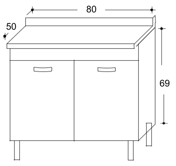 Mobile Sottolavello da Cucina 80x50x69 cm con 2 Ante in Nobilitato Teak